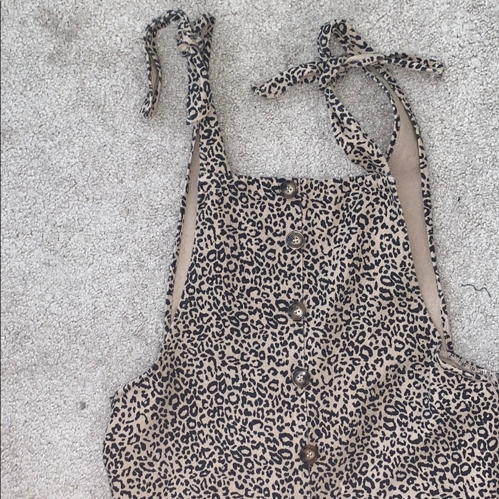 Princess Polly cheetah denim tie overalls